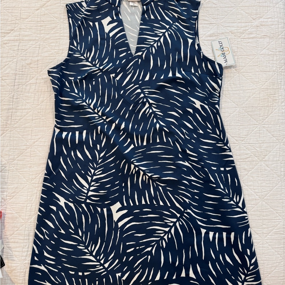 Mahi Gold Navy & White dress